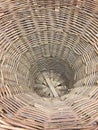 A weave basket has seen from top