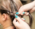 Weave braids in the beauty salon Royalty Free Stock Photo