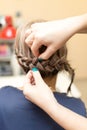 Weave braids in the beauty salon Royalty Free Stock Photo