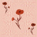 Weave interlace seamless pattern with floral applique