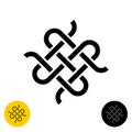 Weave knots celtic style logo. Intersected textile woven lines symbol Royalty Free Stock Photo