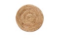 Weave rattan texture background, arranging layers of tradition woven round tray, texture background