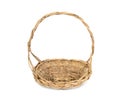 Weave rattan wood tray basket with handle isolated on white background. Wicker wooden basket isolated Royalty Free Stock Photo