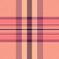 Weave seamless check vector, printing plaid texture textile. Repeatable patterns fabric background pattern tartan in orange and