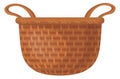 Weaved basket. Cartoon rustic handmade wicker icon