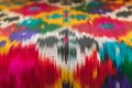 Weaver on a loom at the Arbob Cultural Palace in Khujand