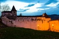 The Weavers Bastion and the old wall that surrounds the old city of Brasov. Blue hour image.
