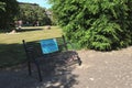 Weavers Fields park during corona virus lockdown prevents people from using the benches for health reasons in London, England