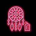 weaving dream cathcer handmade neon glow icon illustration Royalty Free Stock Photo