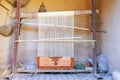 Weaving loom with berber carpet in Morocco Royalty Free Stock Photo