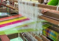 Weaving loom and shuttle on the warp Royalty Free Stock Photo