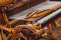 Weaving Loom and thread of yarn Royalty Free Stock Photo