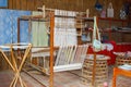 Weaving looms crafts inside house, North Vietnam Royalty Free Stock Photo