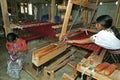 In weaving mill working Guatemalan Indian women