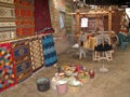 Weaving with an old traditional loom, Teotitlan, Mexiko