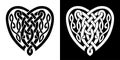 Weaving style design in black and white color for Valentine Day. Celtic knot pattern Intertwined hearts. Isolated Vector