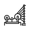 weaving and warping cotton machine line icon vector illustration