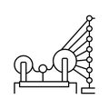 weaving and warping cotton machine line icon vector illustration