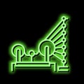 weaving and warping cotton machine neon glow icon illustration