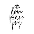 Love Peace Joy - Greeting card text