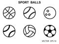 Set of black and white sports balls .Vector illustration.Flat style Royalty Free Stock Photo