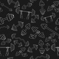 Seamless dumbbell pattern isolated on background.