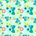 Blue flower seamless pattern background