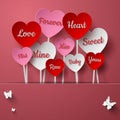 Origami Paper art of Heart stick of sweet word