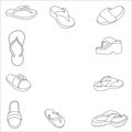 Set of sandals line art vector icon hand drawn Royalty Free Stock Photo