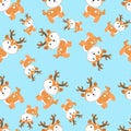 Cute cartoon deer seamless pattern