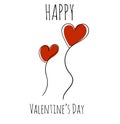 Happy Valentine`s Day Greeting with Two Hand Drawn Hearts Royalty Free Stock Photo