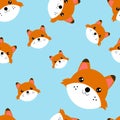 Seamless pattern heads of fox. Illustration of seamless pattern with animal