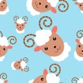 Seamless pattern heads of sheep. Illustration of seamless pattern with animal