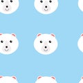 Seamless pattern heads of polar bear. Illustration of seamless pattern with animal. Colorful vector illustration for fabric print,