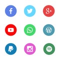Collection of social media icons printed on white paper Royalty Free Stock Photo