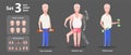 Gymnastics grandpa dumbbells exercises. A set of emotions