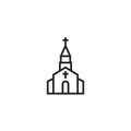 Church Oultine Vector Icon, Symbol or Logo.