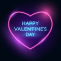 Happy Valentines Day Greeting. 14 February International Celebrations Template. Neon Retro Style. Glow in the dark.