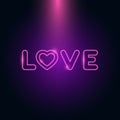 Love Letter Heart Neon Glow in the dark. Valentines day 14 February International Celebrations Template.