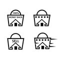Home buying and selling icons, flat design Royalty Free Stock Photo