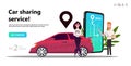 Mobile city transportation concept, Online car sharing