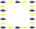 Yellow and blue submarines vector image frame Royalty Free Stock Photo