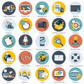 Colorful icon set for business, management, technology, finances and e-commerce. Flat objects for websites and mobile apps Royalty Free Stock Photo