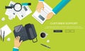 Customer support assistance. Flat vector illustration Royalty Free Stock Photo