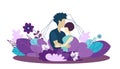 Web page design template for growing family, healthy and safe environment for the family. Modern vector illustration