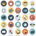 Set of flat design icons for E-commerce, Pay per click marketing, seo, responsive web design, reputation management and Internet m