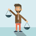 Balancing priorities. Flat vector illustration