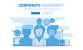 Corporate management. Development team. Flat vector illustration