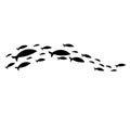 Silhouettes of groups of sea fishes. Colony of small fish. - Vector