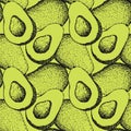 Seamless pattern with hand drawn avocado.